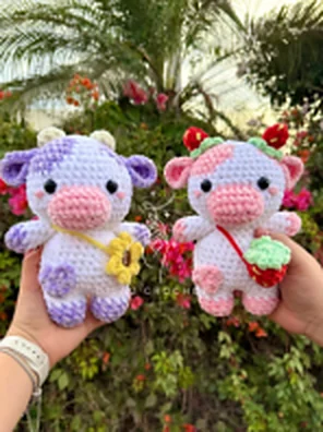 Vaquitas lila y rosa con bolsitas